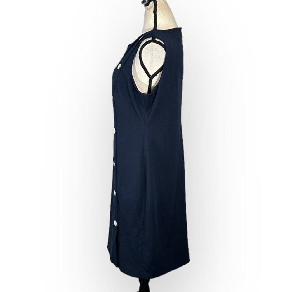 Tommy Hilfiger Sheath Dress Women's 12 Navy Blue Sleeveless Button Accent - Picture 3 of 7